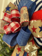 Large Stars, Stripes & Fireworks Bow - Emerald's Avenue