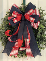 Patriotic Farmhouse Style Bow - Emerald's Avenue