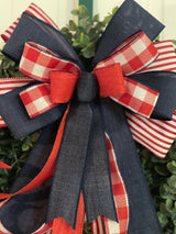 Patriotic Farmhouse Style Bow - Emerald's Avenue