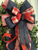 Patriotic Farmhouse Style Bow - Emerald's Avenue