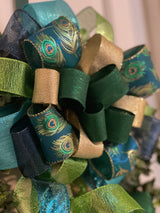 Peacock Christmas Bow - Emerald's Avenue