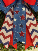 Red, White & Blue Stars & Chevron Stripes Bow - Emerald's Avenue