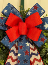 Red, White & Blue Stars & Chevron Stripes Bow - Emerald's Avenue