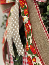 Red & White Farmhouse Strawberries Bow - Emerald's Avenue
