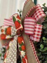 Red & White Farmhouse Strawberries Bow - Emerald's Avenue