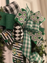 Shamrocks & Buffalo Plaid St. Patty's Day Bow - Emerald's Avenue