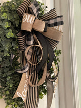 Stripes & Plaid Welcome Bow - Emerald's Avenue