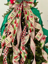 Christmas Trees, Merry Christmas Tree Topper Bow