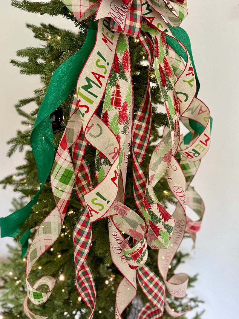 Christmas Trees, Merry Christmas Tree Topper Bow