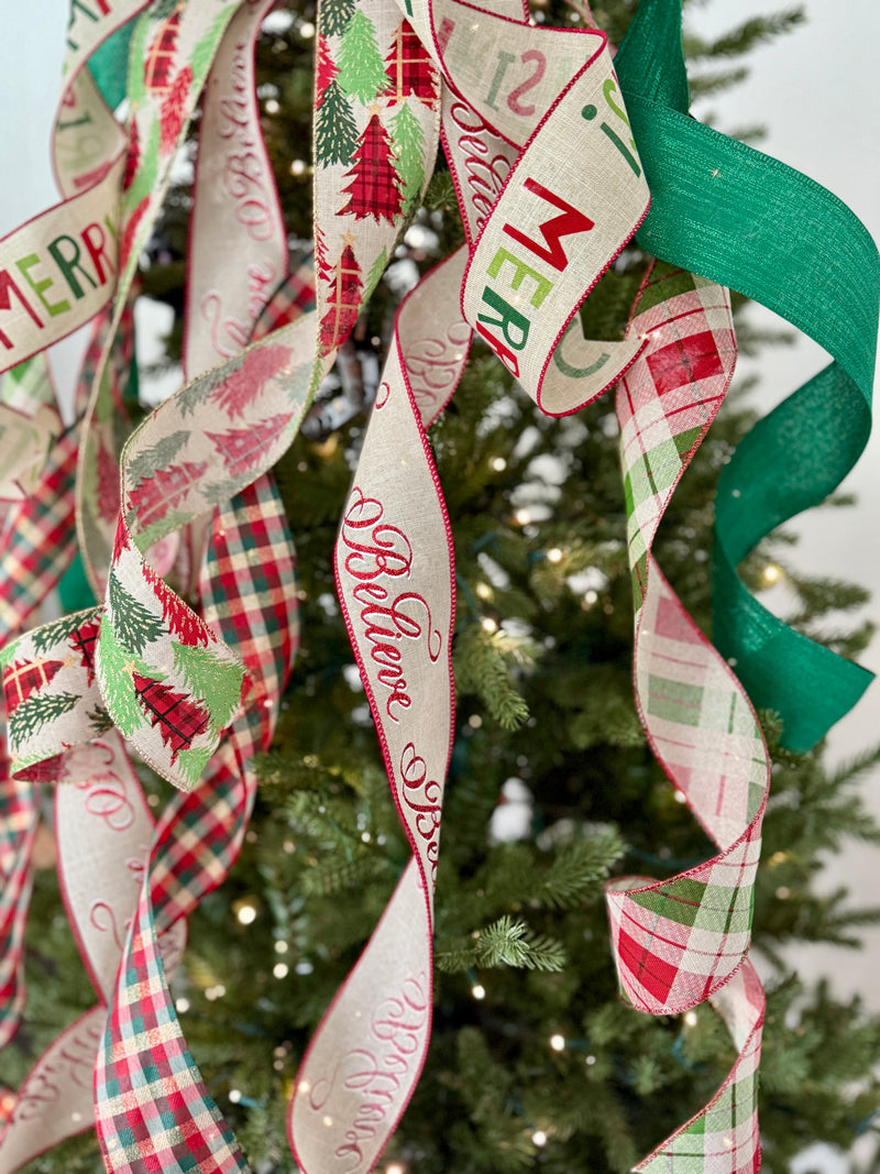 Christmas Trees, Merry Christmas Tree Topper Bow