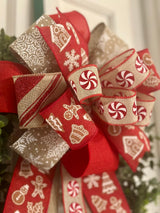 Peppermints & Gingerbread Themed Christmas Bow