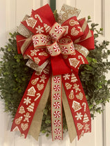 Peppermints & Gingerbread Themed Christmas Bow