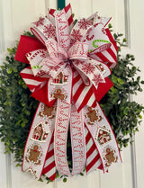 Snowflakes, Candy Canes & Gingerbread Christmas Bow