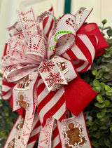Snowflakes, Candy Canes & Gingerbread Christmas Bow