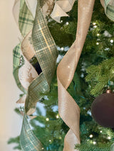 Green & Gold Trees & Reindeer Christmas Tree Topper Bow