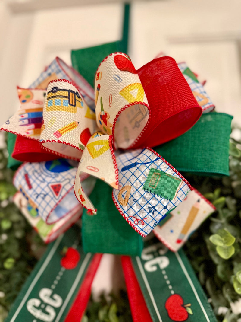 School Bus & School Supplies Back to School Bow