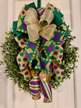 Checkered & Polka Dot Prints Mardi Gras Themed Bow