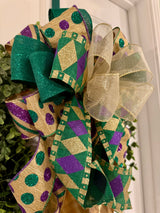 Checkered & Polka Dot Prints Mardi Gras Themed Bow