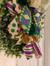 Checkered & Polka Dot Prints Mardi Gras Themed Bow
