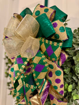 Checkered & Polka Dot Prints Mardi Gras Themed Bow