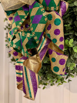 Checkered & Polka Dot Prints Mardi Gras Themed Bow