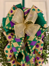 Checkered & Polka Dot Prints Mardi Gras Themed Bow