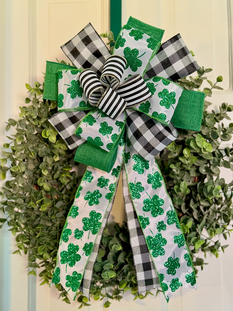 Black, White & Green St. Patrick's Day Bow