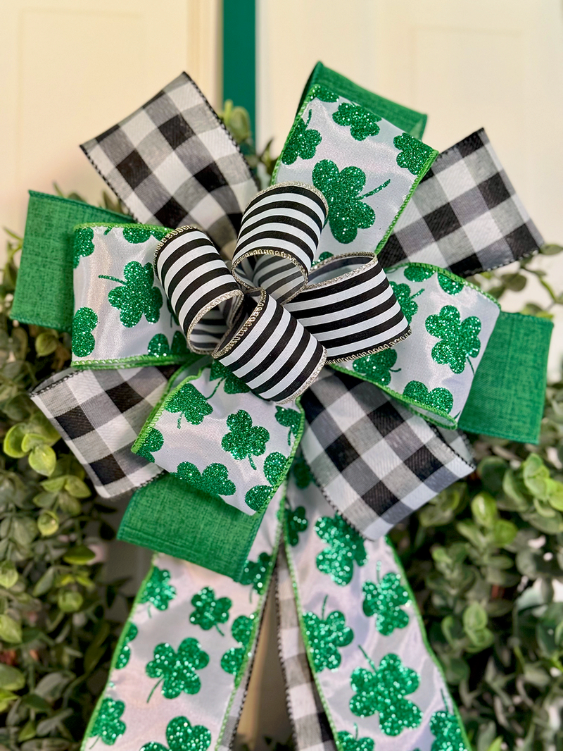 Black, White & Green St. Patrick's Day Bow