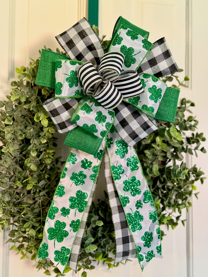 Black, White & Green St. Patrick's Day Bow