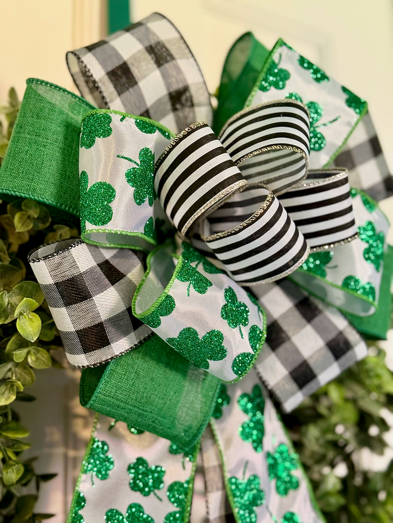 Black, White & Green St. Patrick's Day Bow