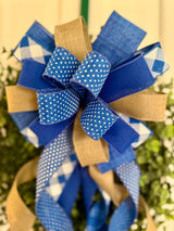 Royal Blue & Beige Bow