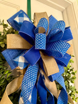 Royal Blue & Beige Bow