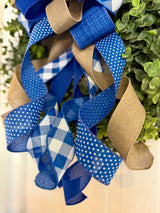 Royal Blue & Beige Bow