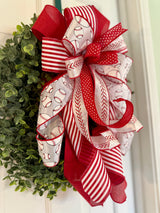 Red & White Baseball Bow