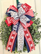 Red, White & Blue Baseball Bow
