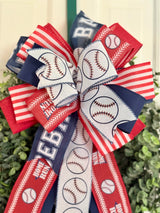 Red, White & Blue Baseball Bow