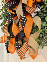 Beige, Black, Orange & White Spooky Halloween Bow