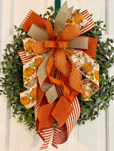 Orange Pumpkins & Lace Fall Bow