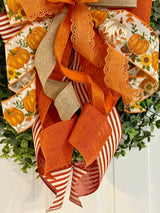 Orange Pumpkins & Lace Fall Bow