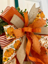 Orange Pumpkins & Lace Fall Bow