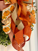 Orange Pumpkins & Lace Fall Bow