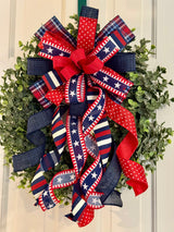 Stripes & Plaid Patriotic Bow