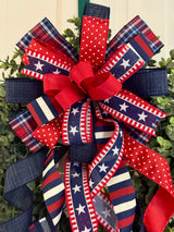 Stripes & Plaid Patriotic Bow