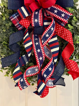 Stripes & Plaid Patriotic Bow