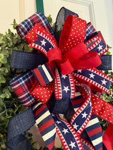 Stripes & Plaid Patriotic Bow