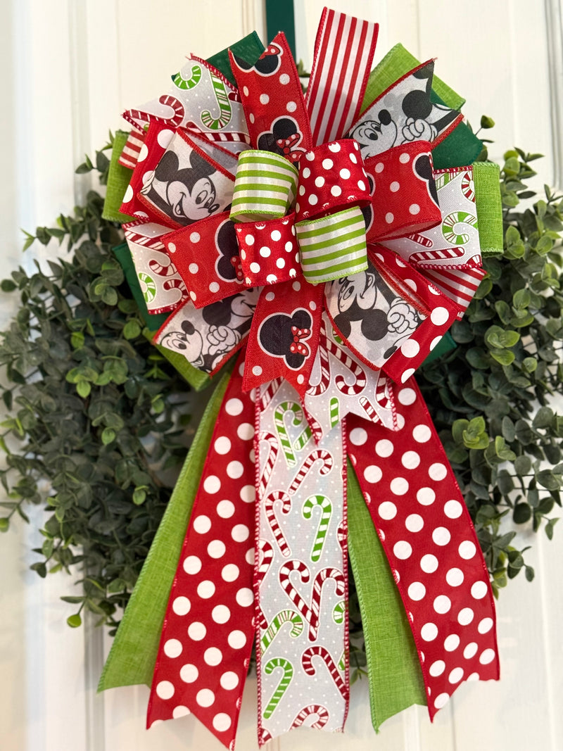 Mickey & Minnie Mouse Inspired Christmas Bow