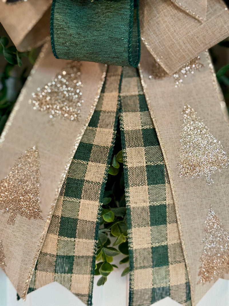 Golden Trees Merry Christmas Bow