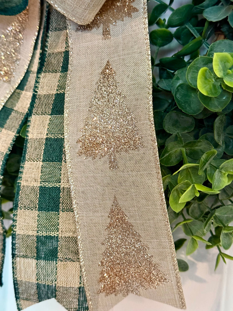 Golden Trees Merry Christmas Bow