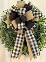 Black & White Buffalo Plaid Bow