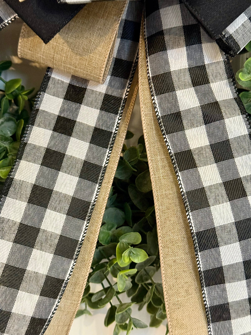 Black & White Buffalo Plaid Bow